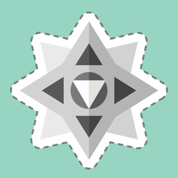 Sticker line cut Shuriken. related to Ninja symbol. simple design editable. simple illustration vector