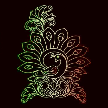 Rainbow color line art floral vector illustration, colorful vintage decorative vector template, rainbow color flower ornaments.