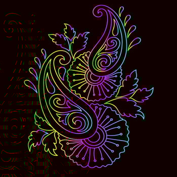 Rainbow color line art floral vector illustration, colorful vintage decorative vector template, rainbow color flower ornaments.