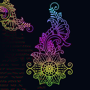 Rainbow color line art floral vector illustration, colorful vintage decorative vector template, rainbow color flower ornaments.