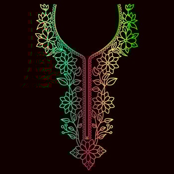 Rainbow color line art floral vector illustration, colorful vintage decorative vector template, rainbow color flower ornaments.
