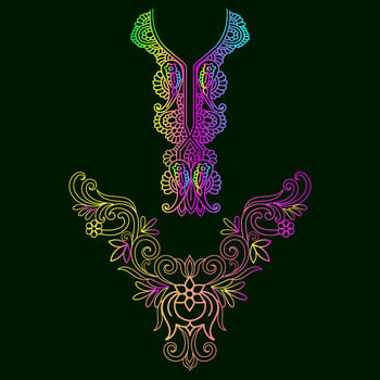 Rainbow color line art floral vector illustration, colorful vintage decorative vector template, rainbow color flower ornaments.