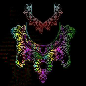 Rainbow color line art floral vector illustration, colorful vintage decorative vector template, rainbow color flower ornaments.