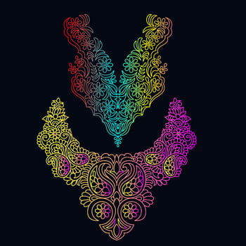 Rainbow color line art floral vector illustration, colorful vintage decorative vector template, rainbow color flower ornaments.