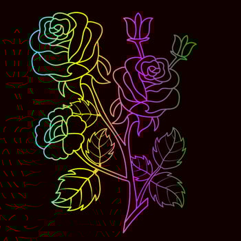 Rainbow color line art floral vector illustration, colorful vintage decorative vector template, rainbow color flower ornaments.