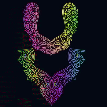 Rainbow color line art floral vector illustration, colorful vintage decorative vector template, rainbow color flower ornaments.
