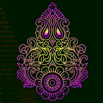 Rainbow color line art floral vector illustration, colorful vintage decorative vector template, rainbow color flower ornaments.
