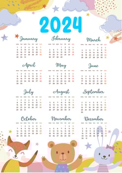 new year calendar 2024 with interesting pictures vector