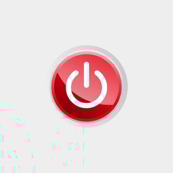 Shut Down Icon with Red Glossy Button Template Vector