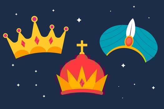 flat design reyes magos crowns illustration vector design