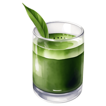 AI generated Matcha green tea leaf, PNG file, green juice in a glass with a leaf on top