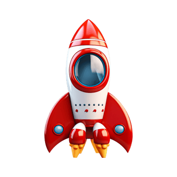 AI generated 3d rocket isolated on white on isolated transparent background png. Generated with AI png