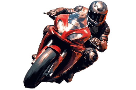 AI generated Man in leather jacket and helmet sitting on bike on transparent background png
