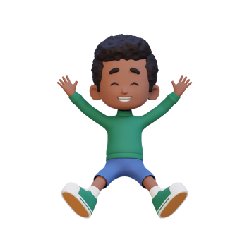 3D cute boy in jumping pose png