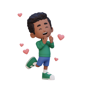 3D cute kid character in love png
