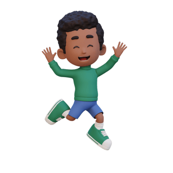 3D cute boy in jumping pose png