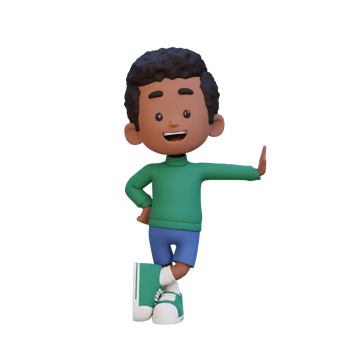 3D kid character laying on transparent wall png