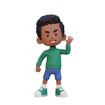 3D cute boy make fun of png