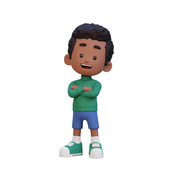 3D cute kid character in confident pose crossed hand png