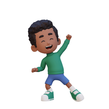 3D cute boy in happy pose png