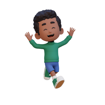 3D cute boy in jumping pose png