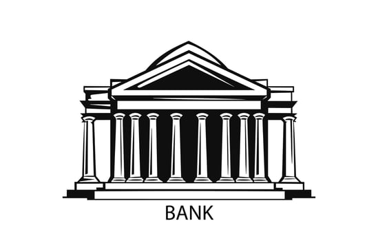 Bank building isolated on white background,Vector flat illustration vector