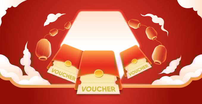 Chinese New Year background, big red lucky money coming down from the sky, Wishing you prosperity and wealth vector