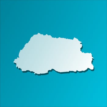 Vector isolated simplified illustration icon with blue silhouette of Bhutan map. Dark blue background