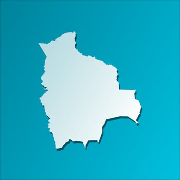 Vector isolated simplified illustration icon with blue silhouette of Bolivia map. Dark blue background