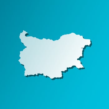 Vector isolated simplified illustration icon with blue silhouette of Bulgaria map. Dark blue background