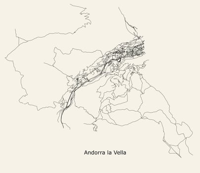 Vector city road map of Andorra la Vella