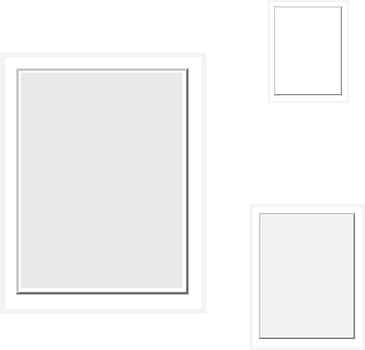 Vector 3D Reaistic Wooden or Plastic Simple Modern Minimalistic Gray Picture Frame Set Isolated on White Background.