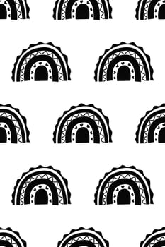 Cute nursery rainbow background. Boho rainbow seamless pattern background vector