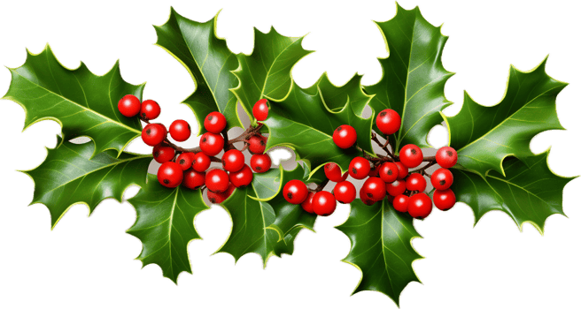 AI generated christmas holly png