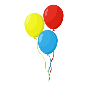 Red, yellow, blue balloon and isolated background vector