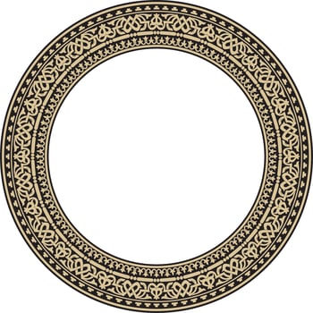 Vector round gold and black seamless classic byzantine ornament. Infinite circle, border, frame Ancient Greece, Eastern Roman Empire. Decoration of the Russian Orthodox Church
