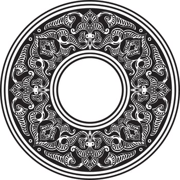 Vector monochrome round oriental ornament. Arabic patterned circle of Iran, Iraq, Turkey, Syria. Persian frame, border. For sandblasting, laser and plotter cutting.