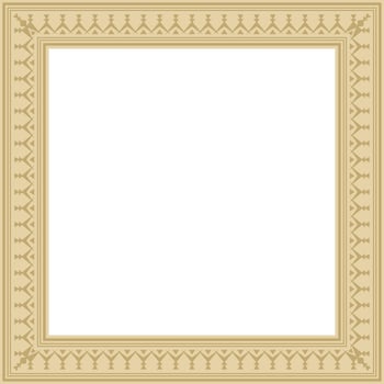 Vector gold square Yakut ornament. An endless rectangular border, a frame of the northern peoples of the Far East