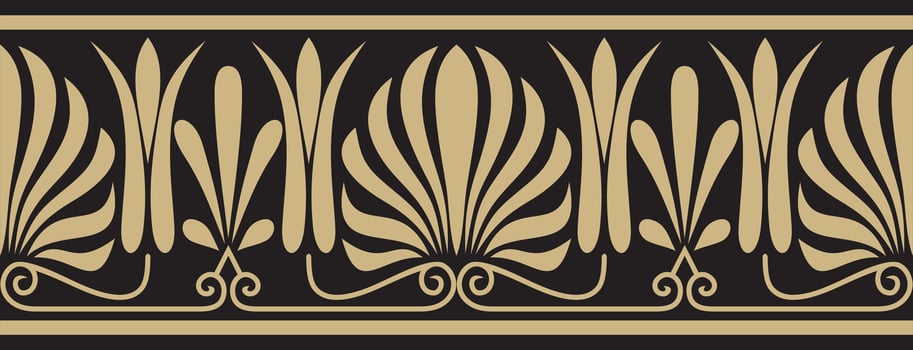 Vector gold and black seamless classic greek ornament. Endless European pattern. Border, frame Ancient Greece, Roman Empire