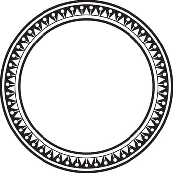 Vector black monochrome round turkish ornament. Ottoman circle, ring, frame