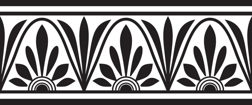 Vector monochrome black seamless classical Greek meander ornament. Pattern of ancient Greece. Border, frame of the Roman Empire