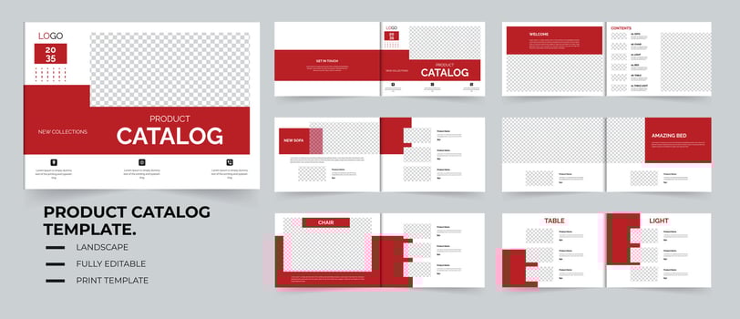 product catalog or landscape catalog layout design 12 pages vector