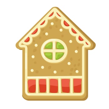 Christmas cookie. Gingerbread house. Cute cartoon style. vector