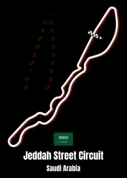 Jeddah Street Circuit, Saudi Arabia map poster vector