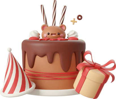 Birthday cake for celebration party, Happy Birthday, 3d illustration png
