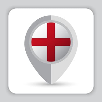 England Flag Pin Map Icon vector