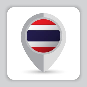 Thailand Flag Pin Map Icon vector