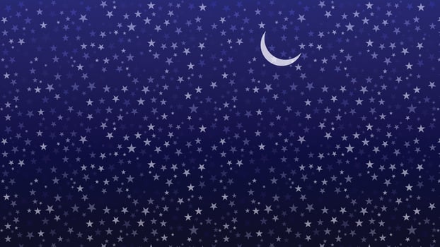 a night sky with stars and a crescent vector