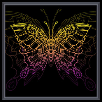 Gradient colorful butterfly mandala arts. vector