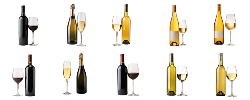 AI generated Variety Wine Bottles Showcase Isolated Display png